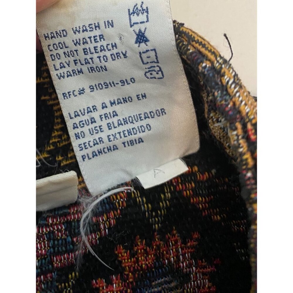 Boho Patchwork Tapestry Vest Womens XL Denim Accents Fringe Hem XL - Picture 4 of 8